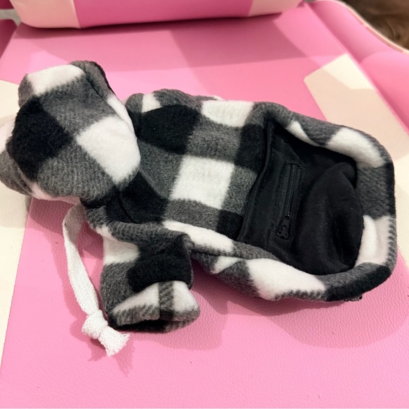 Hooded Dog Sweatshirt - Black & White Checkered Zipper Pocket SZ XS - Picture 2 of 6
